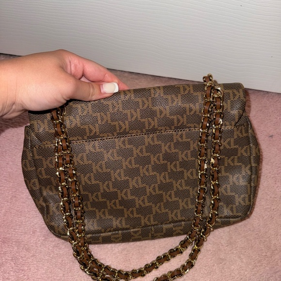 Karl Lagerfeld Shoulder Bag in Brown with Gold Hardware - Picture 4 of 4